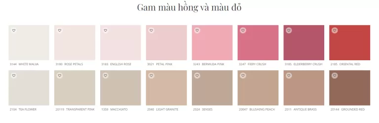 Gam màu hồng và đỏ