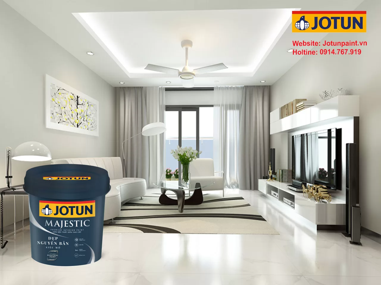 Sơn Jotun Majestic nội thất đẹp sang trọng, bền màu